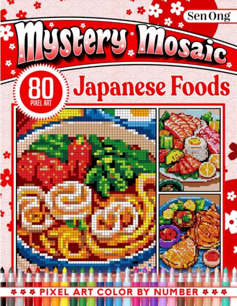 Japanese Foods Mystery Mosaics Color by Number